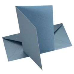 Grußkarten, Perlmutt, taubenblau, DIN lang, 250 g/m², inkl. Umschläge, 10 Stück