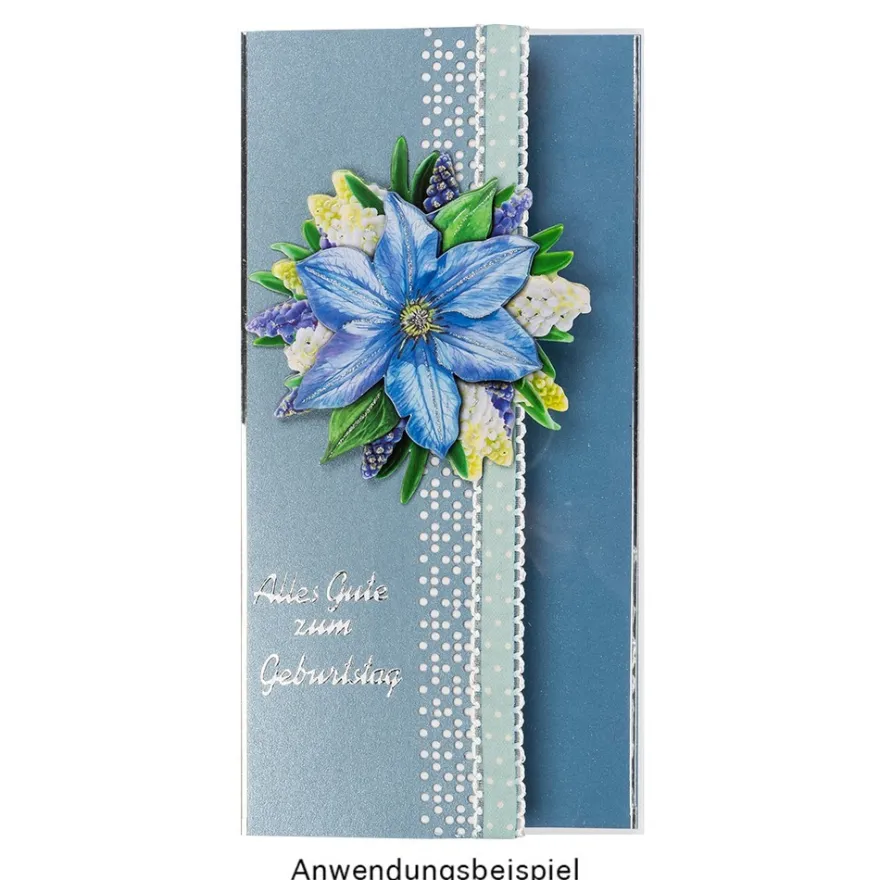 Grußkarten, Perlmutt, taubenblau, DIN lang, 250 g/m², inkl. Umschläge, 10 Stück