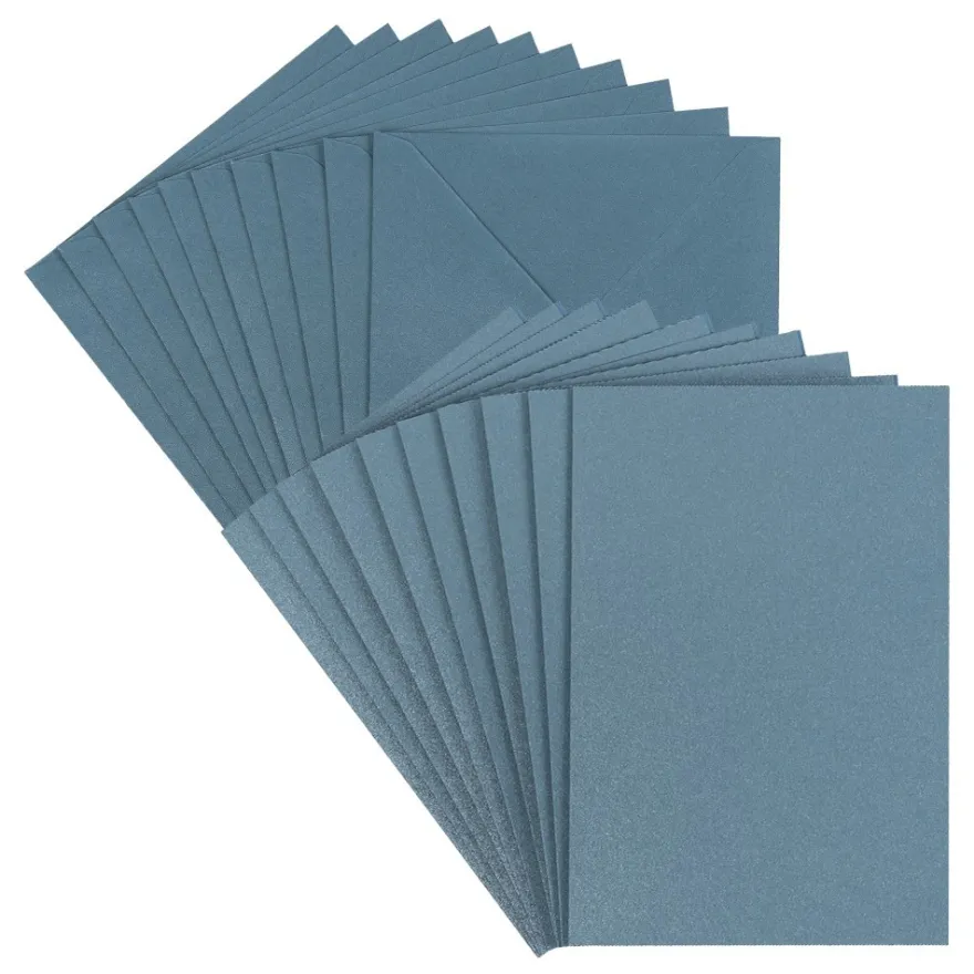 Grußkarten, Perlmutt, taubenblau, 11,5cm x 16,5cm, 250 g/m², inkl. Umschläge, 10 Stück