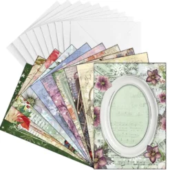 Grußkarten, Rahmen, Winter/Weihnachten, B6, 250g/m², 10 versch. Designs, inkl. Umschläge, 10 Stück