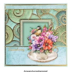 Grußkarten, Unique, Spiral-Ornamentik, 16cm x 16cm, versch. Farben, inkl. Umschläge, 10 Stück
