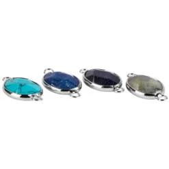 Halbedel-Schmucksteine, Labradorit, Sandstein, Aventurin, Türkis, 29mm x 14mm x 5mm, 4 Stück