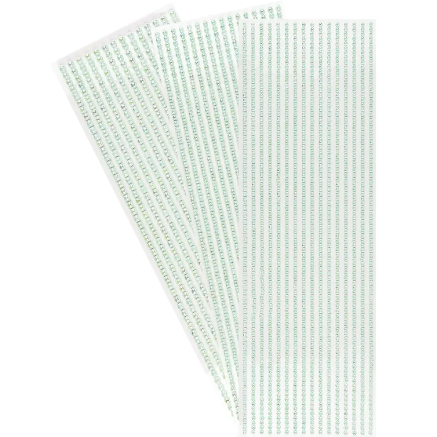 Halbperlen-Bordüren, Ø 3mm, Ø 4mm, Ø 5mm, selbstklebend, mint-irisierend, 3 Bogen