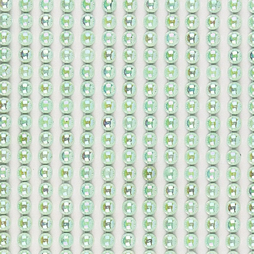 Halbperlen-Bordüren, Ø 3mm, Ø 4mm, Ø 5mm, selbstklebend, mint-irisierend, 3 Bogen