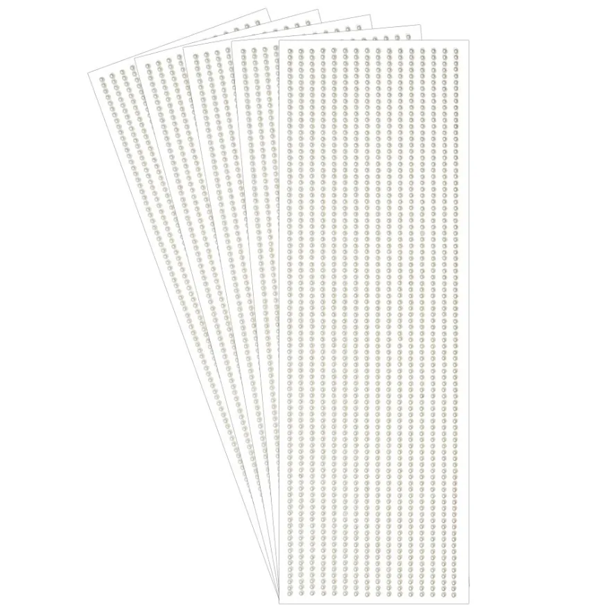 Halbperlen-Bordüren, selbstklebend, Ø3mm, naturweiß, 5 Bogen