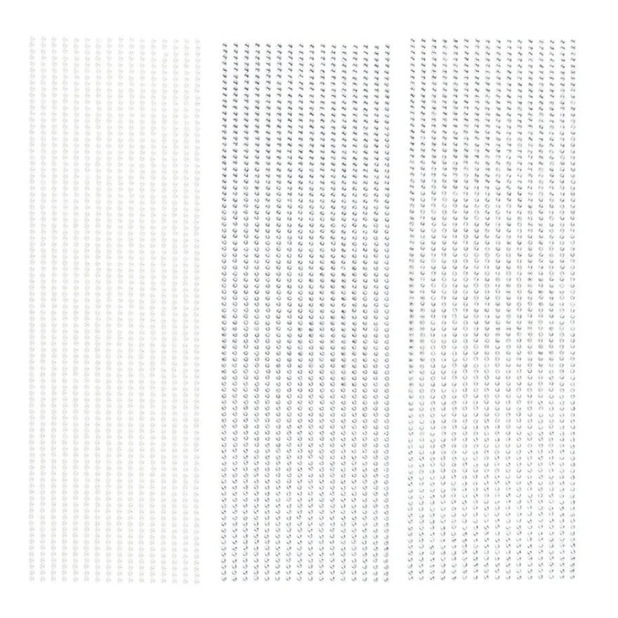 Halbperlen-&Schmuckstein-Bordüren, rund: Ø 3mm, versch. Designs, 3 Bogen