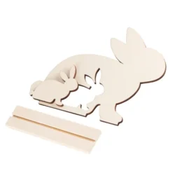 Hase mit Hasenkind, aus Holz, zum Aufstellen, 21,7cm x 4cm x 18,1cm