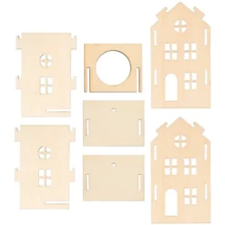 Haus aus Holz, zum Zusammenstecken, Design 2, 7cm x 6,1cm x 11cm