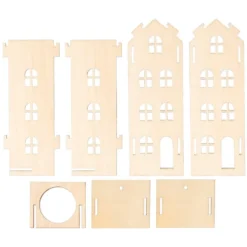 Haus aus Holz, zum Zusammenstecken, Design 3, 7cm x 5,6cm x 15,5cm