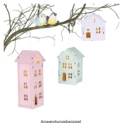 Haus aus Holz, zum Zusammenstecken, Design 3, 7cm x 5,6cm x 15,5cm