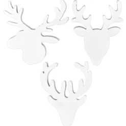 Hirschköpfe,verschiedene Designs, 4mm stark, weiß, 12 Stück