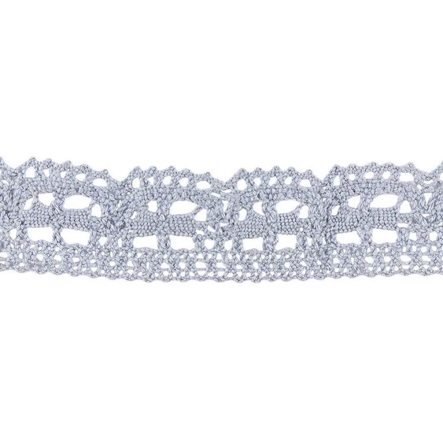 Häkelspitze Design 3, 2,4cm breit, 2m lang, blaugrau