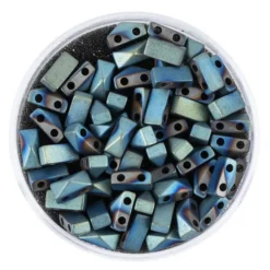 Hämatit-Perlen, Pyramide, 4mm x 6mm x 3mm, matt-grünblau changierend, 60 Stück