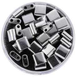 Hämatit-Perlen, Quadrat, 6mm x 6mm x 3mm, chromoptik-silber, 30 Stück