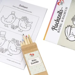 Hochzeits- Rätsel- & Malbuch, DIN A5, 200g/m², inkl. Buntstifte, 10 Stück