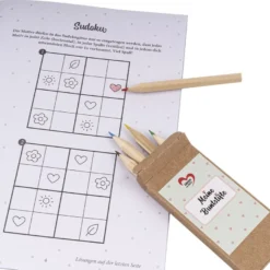 Hochzeits- Rätsel- & Malbuch, DIN A5, 200g/m², inkl. Buntstifte, 10 Stück