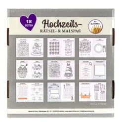 Hochzeits- Rätsel- & Malbuch, DIN A5, 200g/m², inkl. Buntstifte, 10 Stück