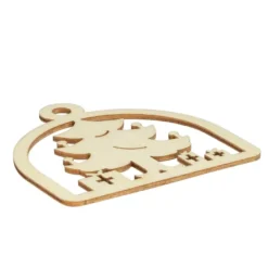 Holz-Anhänger, Weihnachtsszene, 8cmx8cm, flach, 2mm stark, inkl. Jutebänder, 10 Stück