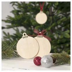 Holz-Baumschmuck, Kugeln, Rohlinge, 9,3cm x 7,9cm, flach, 1,7mm stark, 50 Teile