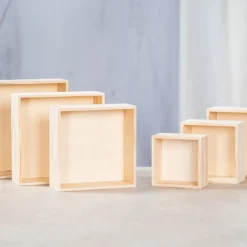 Holz-Boxen, Quadrate, offen, verschiedene Größen, 6 Stück