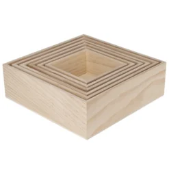 Holz-Boxen, Quadrate, offen, verschiedene Größen, 6 Stück