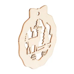 Holz-Deko, Winterszenen, 9 versch. Designs, je 7 Stück, flach, 1,7mm stark, natur, 63 Teile