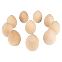 Holz-Eier, 5,8cm x 4,2cm, natur, 10 Stück