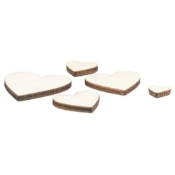 Holzherzen, Vielfalt, 5 verschiedene Größen, naturfarben, 250 Stück