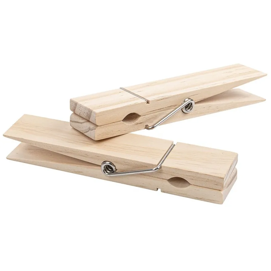 Holzklammern XL, 15cm x 3cm x 2cm, Öffnung bis zu 1cm, natur, 2 Stück