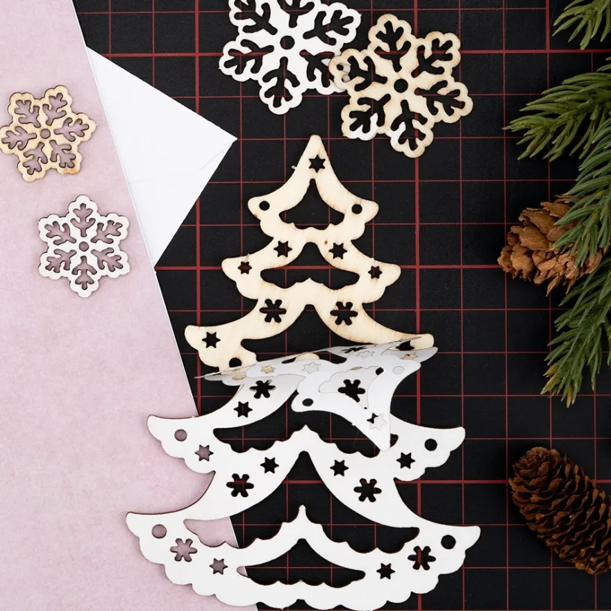 Holz-Laserbogen, Winter/Weihnachten 2, DIN A4, beidseitig klebend, 2,5mm stark, 5 Bogen