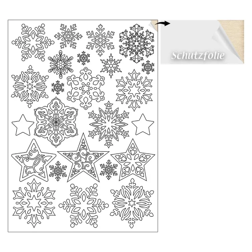 Holz-Laserbogen, Winterzeit 1, 2mm stark, beidseitig klebend, 5 Bogen