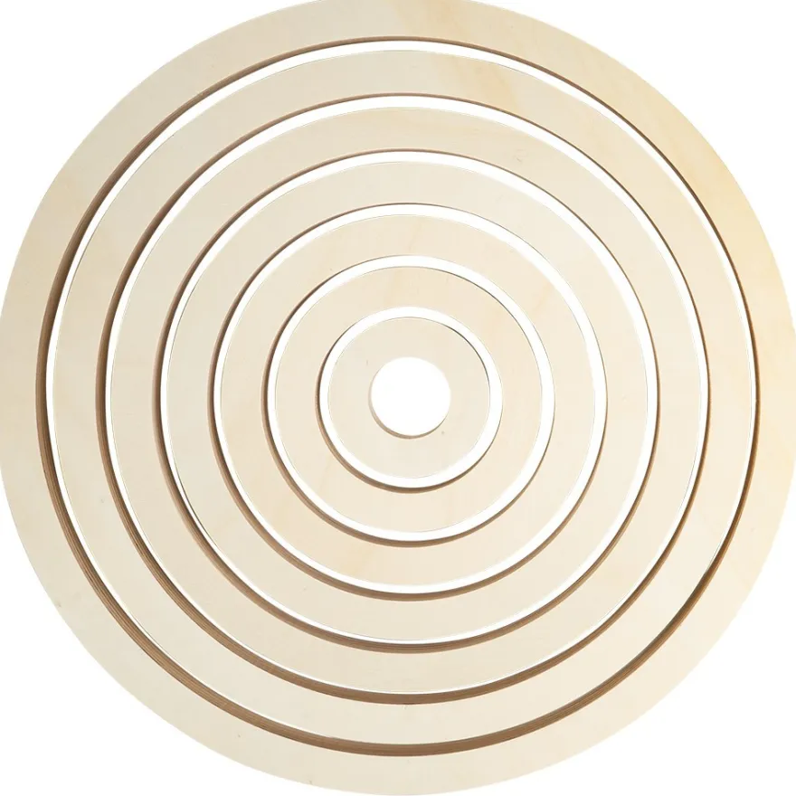 Holz-Ringrahmen, rund, 7 Größen, Stärke: 1,5cm, 7 Stück