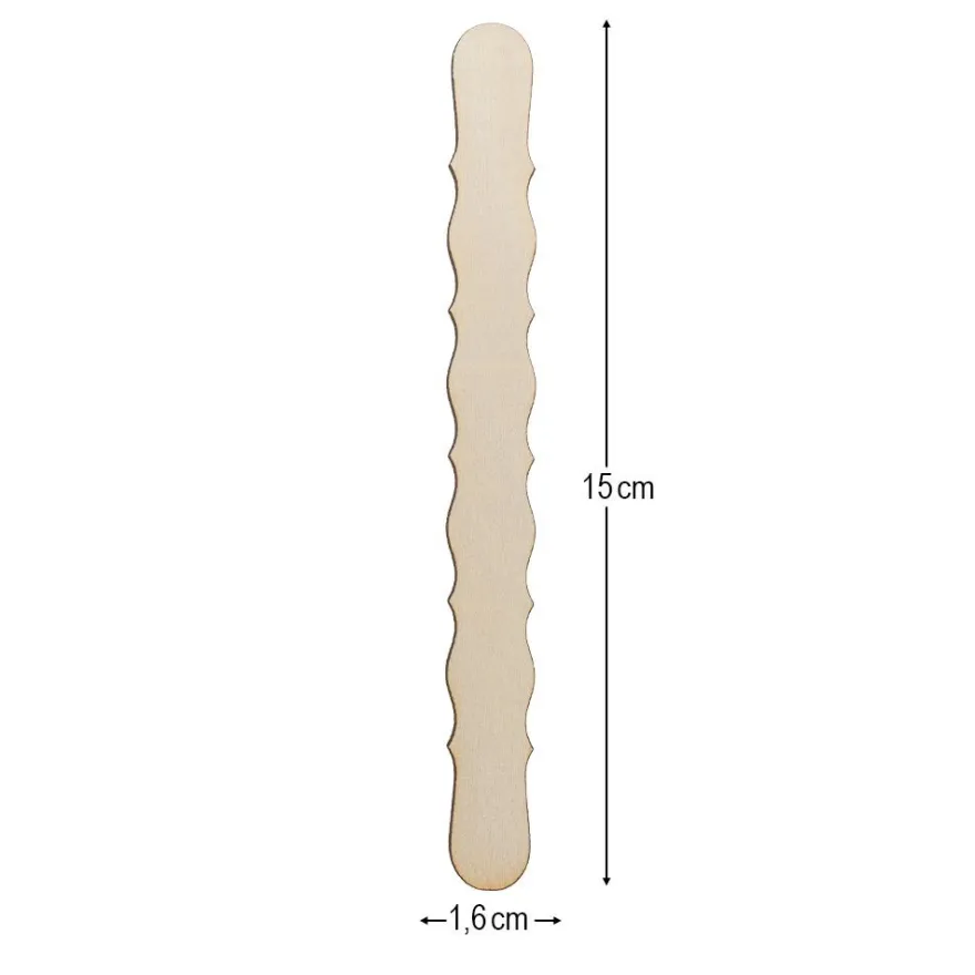 Holzstäbchen, mit Büttenrand, 15cm lang, 1,6cm breit, natur, 50 Stück