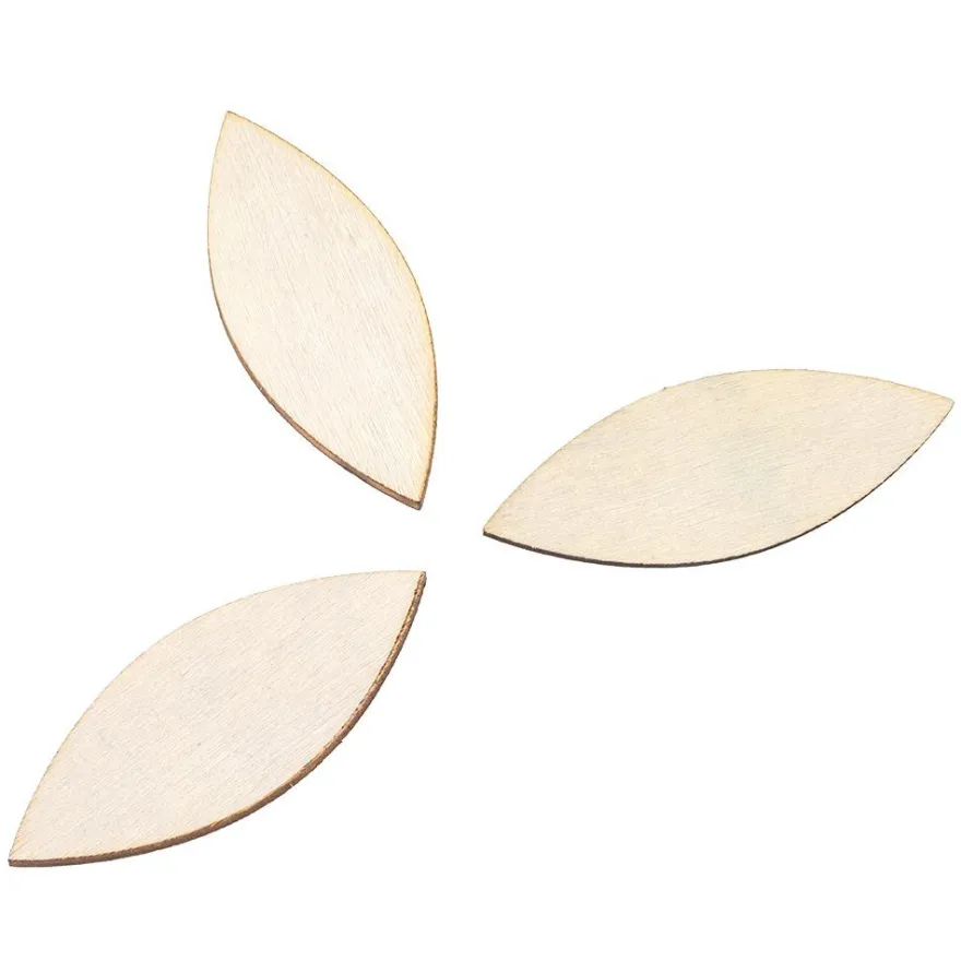 Holzstäbchen, Navette, 5cm lang, 2cm breit, natur, 50 Stück