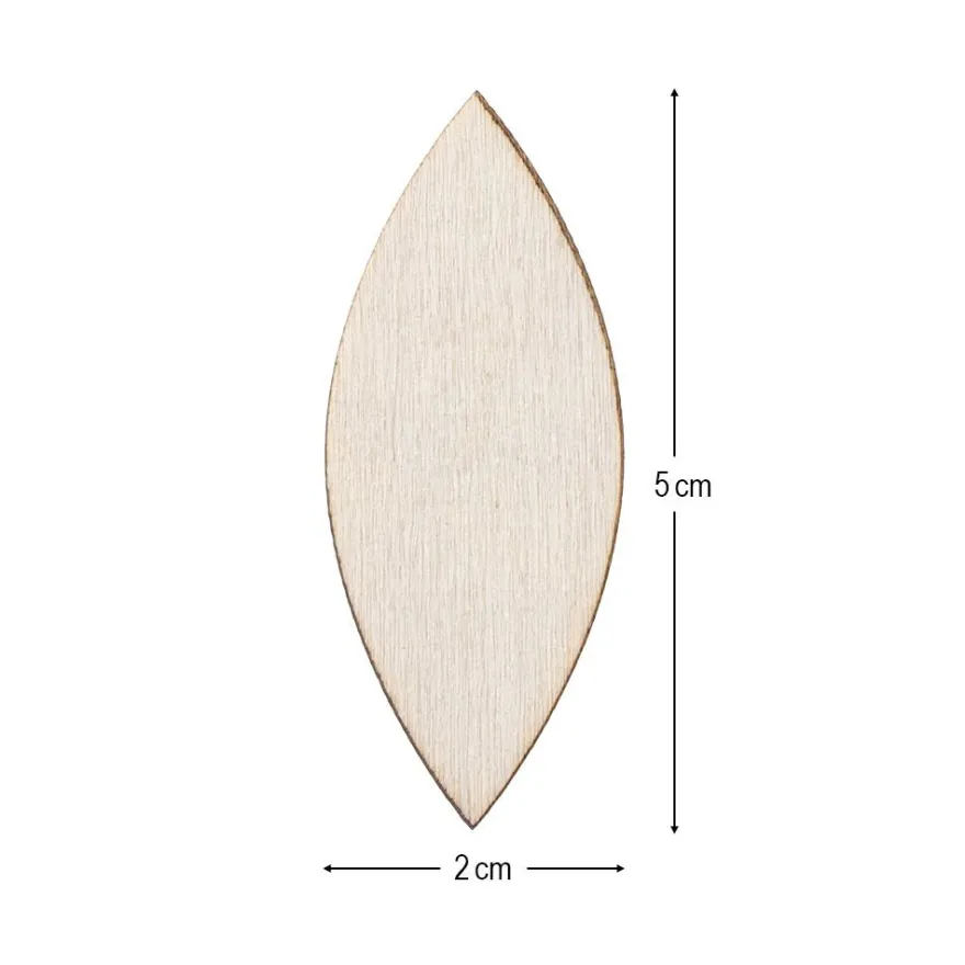 Holzstäbchen, Navette, 5cm lang, 2cm breit, natur, 50 Stück