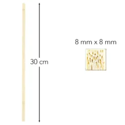 Holzstäbe, quadratisch, 30cm lang, 8mm x 8mm, 50 Stück