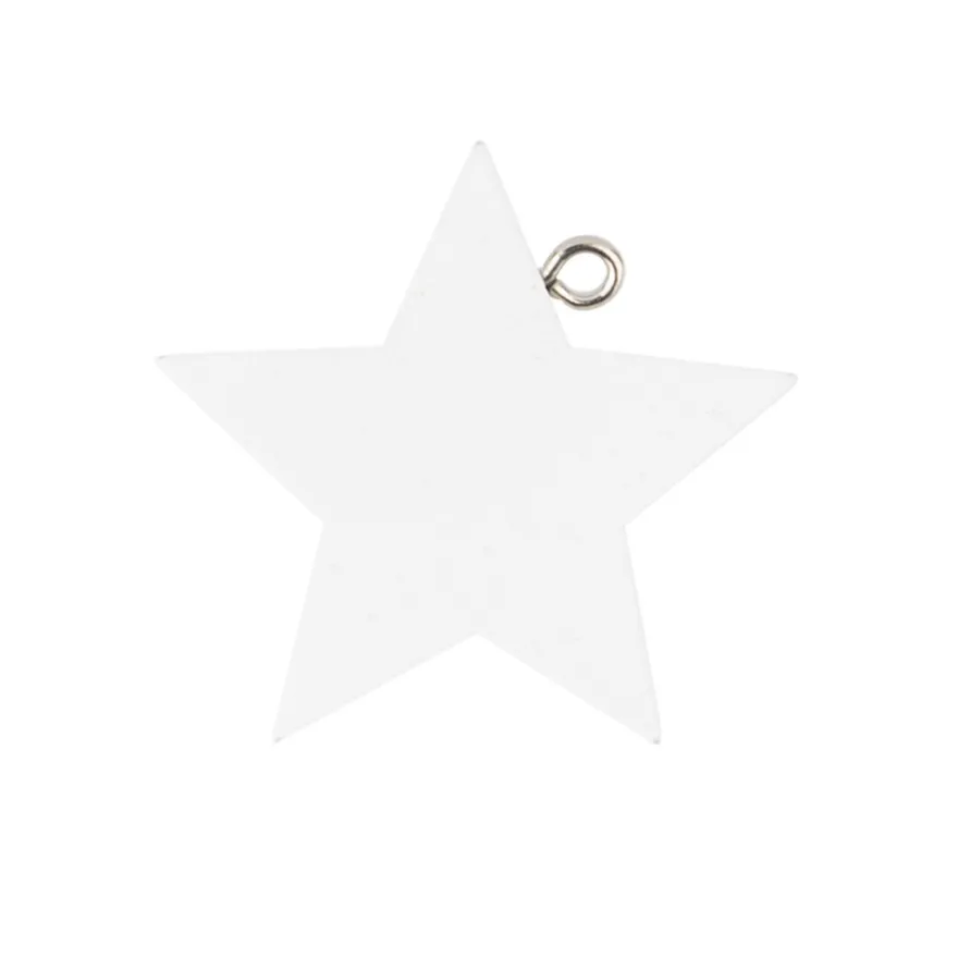 Holzsterne zum Aufhängen, Ø3,8cm, 3,5mm stark, weiß, 15 Stück