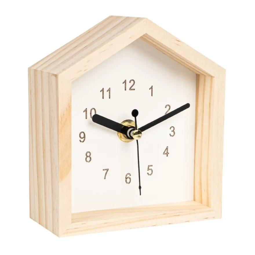 Holz-Uhren Häuschen, 12cm x 10,5cm x 5cm, 2 Stück