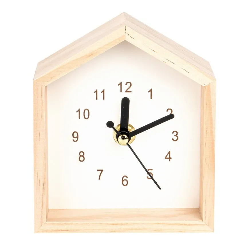 Holz-Uhren Häuschen, 12cm x 10,5cm x 5cm, 2 Stück