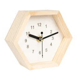 Holz-Uhren Sechseck, 12,7cm x 11cm x 5cm, 2 Stück