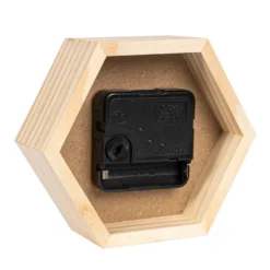 Holz-Uhren Sechseck, 12,7cm x 11cm x 5cm, 2 Stück