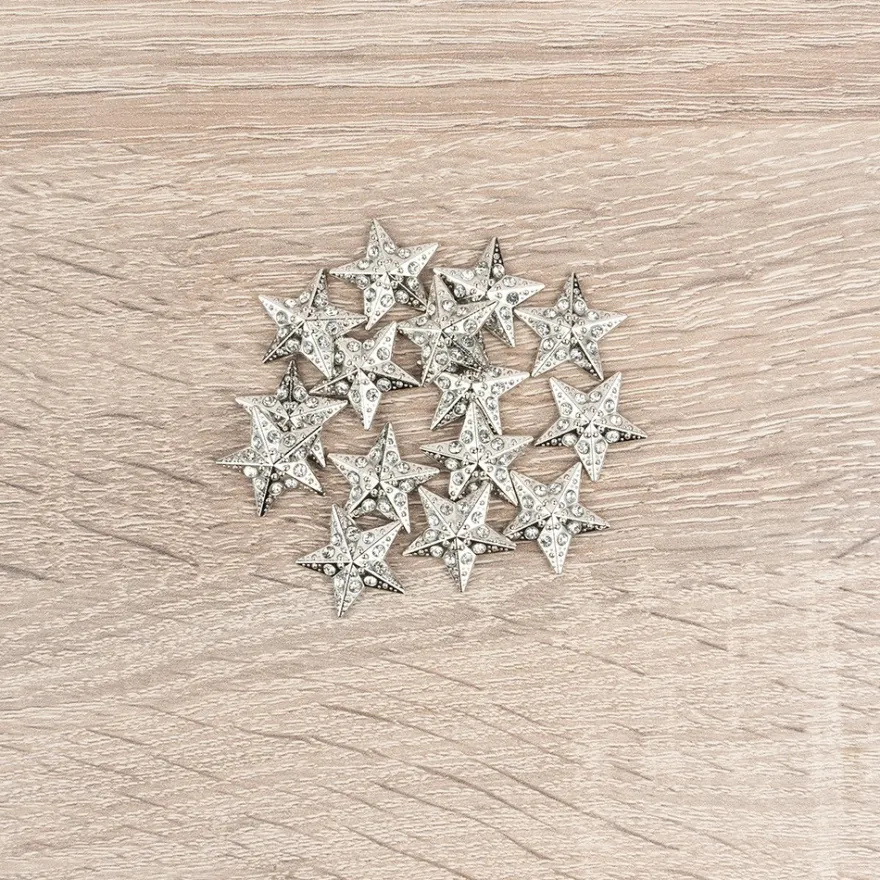 Hot-Fix Glas-Glamour, Stern 1, Ø 1,9cm, silber, 20 Stück