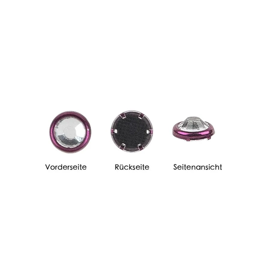Hot-Fix Glas-Kristalle zum Aufbügeln, Ø 5mm, aubergine, 100 Stück