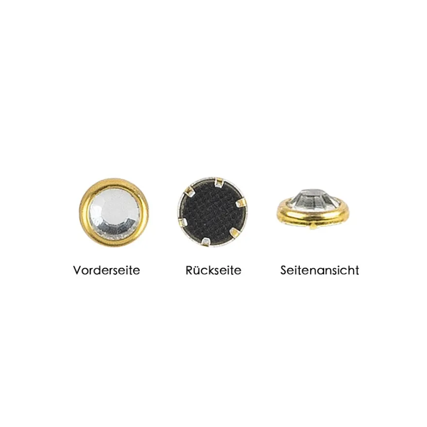 Hot-Fix Glas-Kristalle zum Aufbügeln, Ø 5mm, gold, 100 Stück