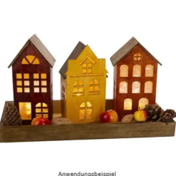 Häuser aus Holz, Sortierung 3, 4 verschiedene Größen und Designs, mit Öffnung, 4 Stück
