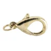Karabiner, inkl. Spaltringe, 1,5cm x 0,8cm, hellgold, 15 Stück