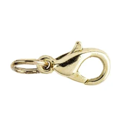 Karabiner, inkl. Spaltringe, 0,9cm x 0,5cm, hellgold, 25 Stück