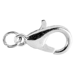 Karabiner, inkl. Spaltringe, 1,5cm x 0,8cm, silber, 15 Stück