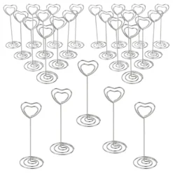 Kartenhalter, Herz, Ø 3,2cm, 8,6 cm hoch, silber, 25 Stück