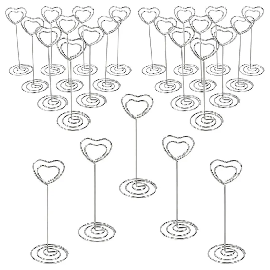 Kartenhalter, Herz, Ø 3,2cm, 8,6 cm hoch, silber, 25 Stück